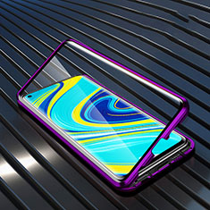 Handyhülle Hülle Luxus Aluminium Metall Rahmen Spiegel 360 Grad Ganzkörper Tasche M01 für Xiaomi Redmi Note 9 Violett