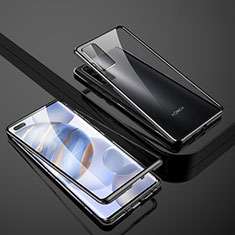 Handyhülle Hülle Luxus Aluminium Metall Rahmen Spiegel 360 Grad Ganzkörper Tasche M02 für Huawei Honor 30 Pro+ Plus Schwarz