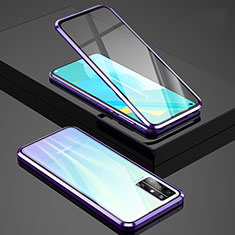Handyhülle Hülle Luxus Aluminium Metall Rahmen Spiegel 360 Grad Ganzkörper Tasche M02 für Huawei Honor 30S Violett