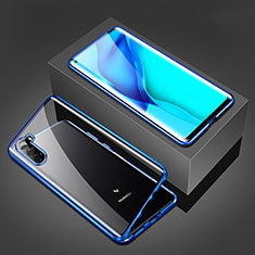 Handyhülle Hülle Luxus Aluminium Metall Rahmen Spiegel 360 Grad Ganzkörper Tasche M02 für Huawei Mate 40 Lite 5G Blau