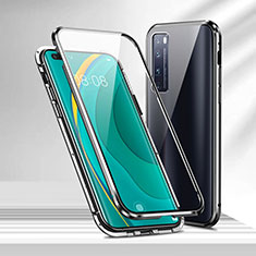 Handyhülle Hülle Luxus Aluminium Metall Rahmen Spiegel 360 Grad Ganzkörper Tasche M02 für Huawei Nova 7 Pro 5G Schwarz