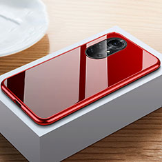 Handyhülle Hülle Luxus Aluminium Metall Rahmen Spiegel 360 Grad Ganzkörper Tasche M02 für Huawei Nova 8 Pro 5G Rot und Schwarz