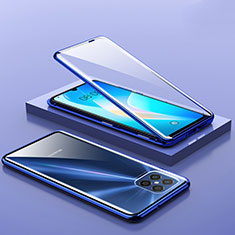 Handyhülle Hülle Luxus Aluminium Metall Rahmen Spiegel 360 Grad Ganzkörper Tasche M02 für Huawei Nova 8 SE 5G Blau