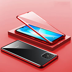 Handyhülle Hülle Luxus Aluminium Metall Rahmen Spiegel 360 Grad Ganzkörper Tasche M02 für Huawei Nova 8 SE 5G Rot