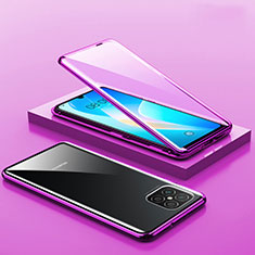 Handyhülle Hülle Luxus Aluminium Metall Rahmen Spiegel 360 Grad Ganzkörper Tasche M02 für Huawei Nova 8 SE 5G Violett