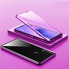 Handyhülle Hülle Luxus Aluminium Metall Rahmen Spiegel 360 Grad Ganzkörper Tasche M02 für Oppo A31 Violett