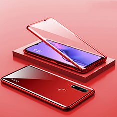 Handyhülle Hülle Luxus Aluminium Metall Rahmen Spiegel 360 Grad Ganzkörper Tasche M02 für Oppo A8 Rot