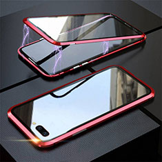Handyhülle Hülle Luxus Aluminium Metall Rahmen Spiegel 360 Grad Ganzkörper Tasche M02 für Oppo AX5 Rot