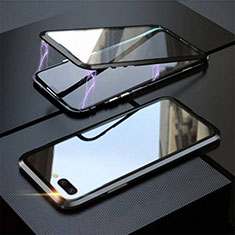 Handyhülle Hülle Luxus Aluminium Metall Rahmen Spiegel 360 Grad Ganzkörper Tasche M02 für Oppo AX5 Schwarz