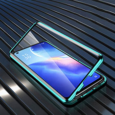 Handyhülle Hülle Luxus Aluminium Metall Rahmen Spiegel 360 Grad Ganzkörper Tasche M02 für Oppo Find X3 Lite 5G Grün