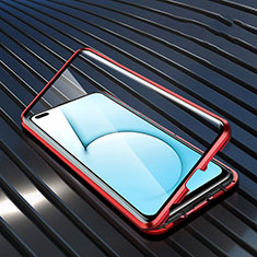 Handyhülle Hülle Luxus Aluminium Metall Rahmen Spiegel 360 Grad Ganzkörper Tasche M02 für Realme X50 5G Rot