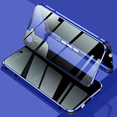 Handyhülle Hülle Luxus Aluminium Metall Rahmen Spiegel 360 Grad Ganzkörper Tasche M02 für Samsung Galaxy S21 5G Blau