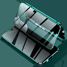 Handyhülle Hülle Luxus Aluminium Metall Rahmen Spiegel 360 Grad Ganzkörper Tasche M02 für Samsung Galaxy S21 5G Grün