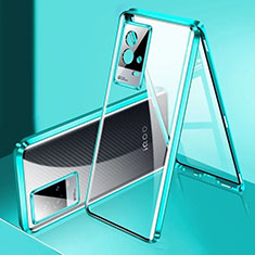 Handyhülle Hülle Luxus Aluminium Metall Rahmen Spiegel 360 Grad Ganzkörper Tasche M02 für Vivo iQOO 8 5G Grün