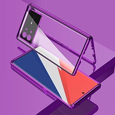 Handyhülle Hülle Luxus Aluminium Metall Rahmen Spiegel 360 Grad Ganzkörper Tasche M02 für Vivo iQOO 9 Pro 5G Violett