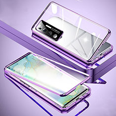 Handyhülle Hülle Luxus Aluminium Metall Rahmen Spiegel 360 Grad Ganzkörper Tasche M02 für Xiaomi Mi 10 Ultra Helles Lila