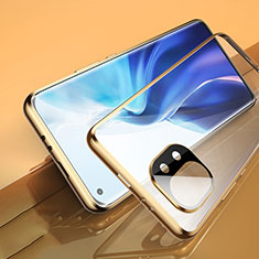 Handyhülle Hülle Luxus Aluminium Metall Rahmen Spiegel 360 Grad Ganzkörper Tasche M02 für Xiaomi Mi 11 5G Gold