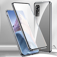 Handyhülle Hülle Luxus Aluminium Metall Rahmen Spiegel 360 Grad Ganzkörper Tasche M02 für Xiaomi Mi 12 5G Silber