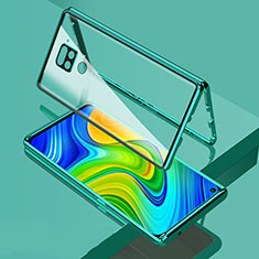 Handyhülle Hülle Luxus Aluminium Metall Rahmen Spiegel 360 Grad Ganzkörper Tasche M02 für Xiaomi Redmi Note 9 Grün