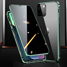 Handyhülle Hülle Luxus Aluminium Metall Rahmen Spiegel 360 Grad Ganzkörper Tasche M03 für Apple iPhone 13 Mini Grün