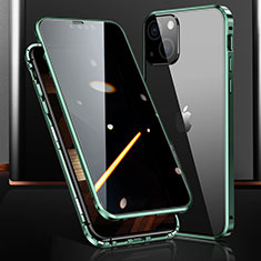 Handyhülle Hülle Luxus Aluminium Metall Rahmen Spiegel 360 Grad Ganzkörper Tasche M03 für Apple iPhone 15 Grün