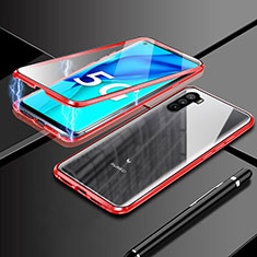 Handyhülle Hülle Luxus Aluminium Metall Rahmen Spiegel 360 Grad Ganzkörper Tasche M03 für Huawei Mate 40 Lite 5G Rot