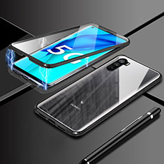 Handyhülle Hülle Luxus Aluminium Metall Rahmen Spiegel 360 Grad Ganzkörper Tasche M03 für Huawei Mate 40 Lite 5G Schwarz