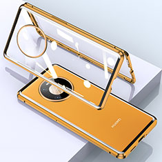Handyhülle Hülle Luxus Aluminium Metall Rahmen Spiegel 360 Grad Ganzkörper Tasche M03 für Huawei Mate 40 Pro Orange