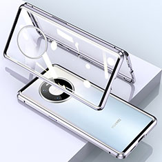Handyhülle Hülle Luxus Aluminium Metall Rahmen Spiegel 360 Grad Ganzkörper Tasche M03 für Huawei Mate 40 Pro Silber