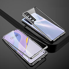 Handyhülle Hülle Luxus Aluminium Metall Rahmen Spiegel 360 Grad Ganzkörper Tasche M03 für Huawei Nova 7 5G Silber