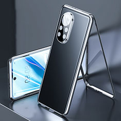 Handyhülle Hülle Luxus Aluminium Metall Rahmen Spiegel 360 Grad Ganzkörper Tasche M03 für Huawei Nova 8 5G Schwarz
