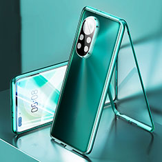 Handyhülle Hülle Luxus Aluminium Metall Rahmen Spiegel 360 Grad Ganzkörper Tasche M03 für Huawei Nova 8 Pro 5G Cyan