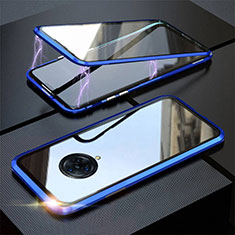 Handyhülle Hülle Luxus Aluminium Metall Rahmen Spiegel 360 Grad Ganzkörper Tasche M03 für Vivo Nex 3 5G Blau
