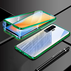 Handyhülle Hülle Luxus Aluminium Metall Rahmen Spiegel 360 Grad Ganzkörper Tasche M03 für Vivo X50 5G Grün