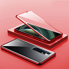 Handyhülle Hülle Luxus Aluminium Metall Rahmen Spiegel 360 Grad Ganzkörper Tasche M03 für Xiaomi Mi 10 Ultra Rot
