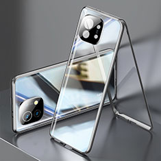 Handyhülle Hülle Luxus Aluminium Metall Rahmen Spiegel 360 Grad Ganzkörper Tasche M03 für Xiaomi Mi 11 5G Schwarz