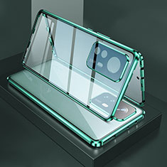 Handyhülle Hülle Luxus Aluminium Metall Rahmen Spiegel 360 Grad Ganzkörper Tasche M03 für Xiaomi Mi 12 5G Grün