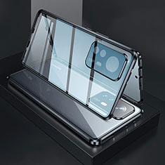 Handyhülle Hülle Luxus Aluminium Metall Rahmen Spiegel 360 Grad Ganzkörper Tasche M03 für Xiaomi Mi 12 Pro 5G Schwarz