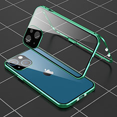 Handyhülle Hülle Luxus Aluminium Metall Rahmen Spiegel 360 Grad Ganzkörper Tasche M04 für Apple iPhone 13 Grün