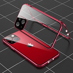 Handyhülle Hülle Luxus Aluminium Metall Rahmen Spiegel 360 Grad Ganzkörper Tasche M04 für Apple iPhone 13 Rot