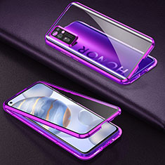 Handyhülle Hülle Luxus Aluminium Metall Rahmen Spiegel 360 Grad Ganzkörper Tasche M04 für Huawei Honor 30 Violett