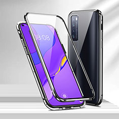 Handyhülle Hülle Luxus Aluminium Metall Rahmen Spiegel 360 Grad Ganzkörper Tasche M04 für Huawei Nova 7 5G Schwarz