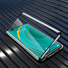 Handyhülle Hülle Luxus Aluminium Metall Rahmen Spiegel 360 Grad Ganzkörper Tasche M04 für Huawei Nova 7 Pro 5G Schwarz