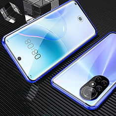 Handyhülle Hülle Luxus Aluminium Metall Rahmen Spiegel 360 Grad Ganzkörper Tasche M04 für Huawei Nova 8 5G Blau