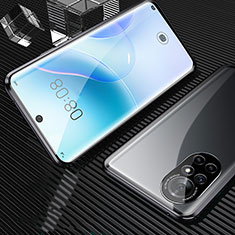 Handyhülle Hülle Luxus Aluminium Metall Rahmen Spiegel 360 Grad Ganzkörper Tasche M04 für Huawei Nova 8 5G Schwarz
