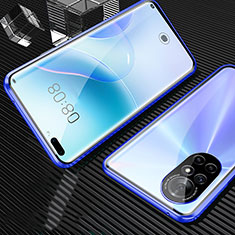 Handyhülle Hülle Luxus Aluminium Metall Rahmen Spiegel 360 Grad Ganzkörper Tasche M04 für Huawei Nova 8 Pro 5G Blau