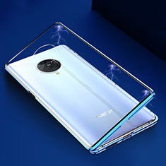 Handyhülle Hülle Luxus Aluminium Metall Rahmen Spiegel 360 Grad Ganzkörper Tasche M04 für Vivo Nex 3 Blau