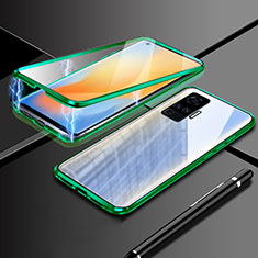 Handyhülle Hülle Luxus Aluminium Metall Rahmen Spiegel 360 Grad Ganzkörper Tasche M04 für Vivo X50 Pro 5G Grün
