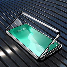 Handyhülle Hülle Luxus Aluminium Metall Rahmen Spiegel 360 Grad Ganzkörper Tasche M05 für Huawei Nova 7 SE 5G Schwarz