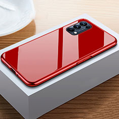 Handyhülle Hülle Luxus Aluminium Metall Rahmen Spiegel 360 Grad Ganzkörper Tasche M05 für Oppo Find X3 Lite 5G Rot
